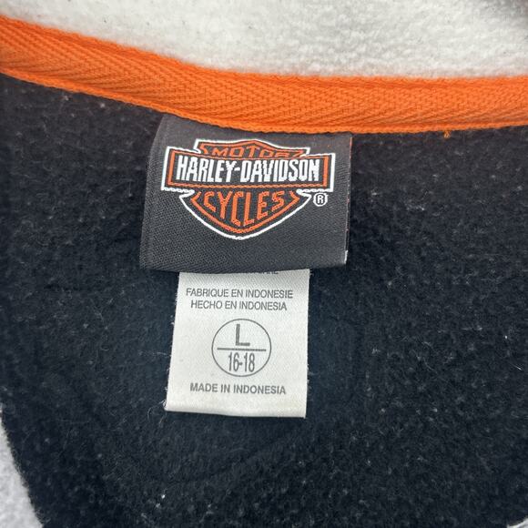 Harley Davidson Sweater BOYS L Gray 1/4 Zip Mock Neck Sweatshirt Motorcycles - Picture 6 of 9